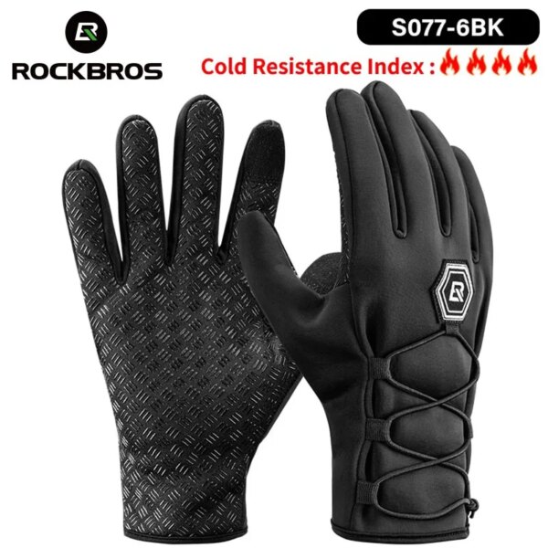 Guantes de invierno ROCKBROS, bufanda para mantener el calor, máscara térmica con pantalla táctil, guantes de ciclismo a prueba de viento, guantes para acampar, senderismo y montañismo