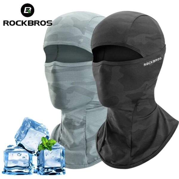 ROCKBROS-pasamontañas para hombre y mujer, protección solar, bicicleta eléctrica, motocicleta, mascarilla facial completa, casco de seda de hielo, ciclismo, primavera y verano