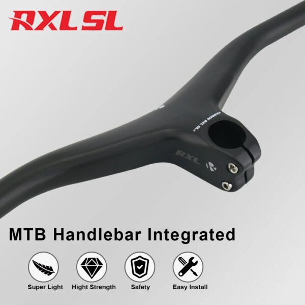 Manillar y vástago RXL SL Mtb, manillar integrado de carbono de 28,6mm-17 grados para bicicleta de montaña MTB, manillar de bicicleta de 70/80/90mm