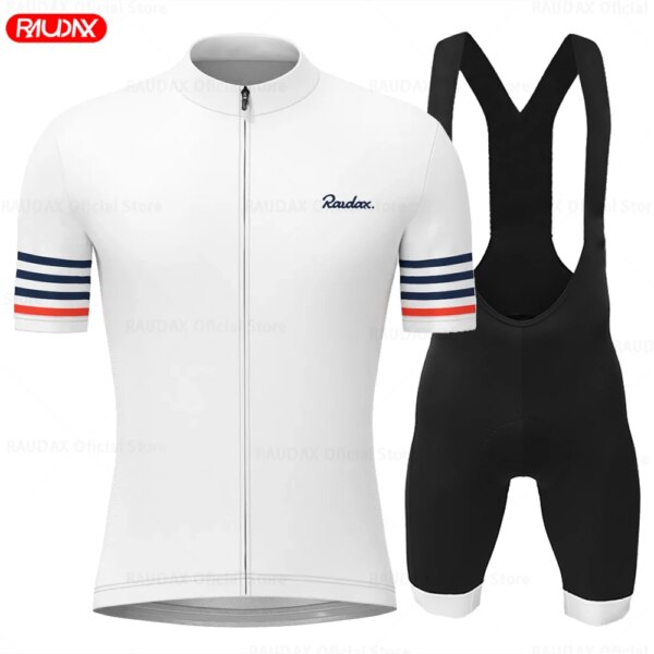 Raudax-Camiseta de Ciclismo para Hombre, conjuntos de Jersey de manga corta, Ropa de Ciclismo de verano, pantalones cortos con pechera de triatlón, traje, 2024