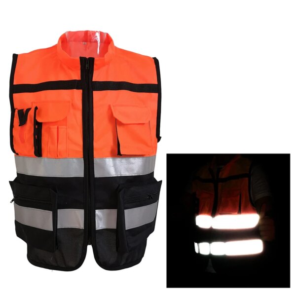 Chaleco reflectante, suministros de ropa de seguridad, chaqueta deportiva para tráfico al aire libre, equipo con cremallera, chaleco de seguridad, 1 ud.