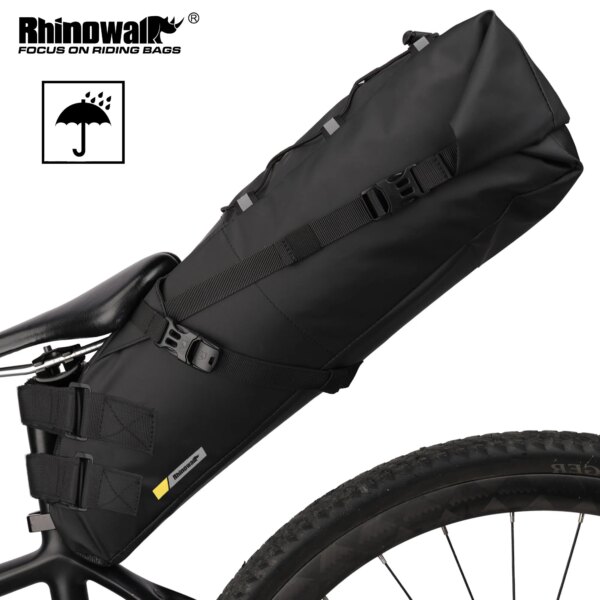 Rhinowalk-Bolsa de sillín de bicicleta impermeable, bolsa trasera plegable de 13L de gran capacidad para bicicleta de carretera, accesorios para maletero