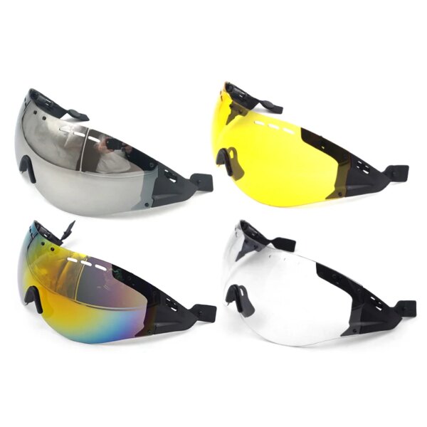 Lente de casco de bicicleta de carretera, casco aerodinámico, gafas con visera solar, accesorios para casco de bicicleta, color plateado, amarillo, Multicolor, transparente