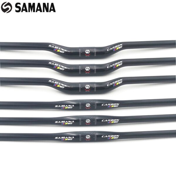 SAMANA WCS bicicleta de montaña 3K fibra de carbono plana Horizontal manillar de bicicleta de carbono piezas de bicicleta MTB 31,8*580-760mm negro brillante