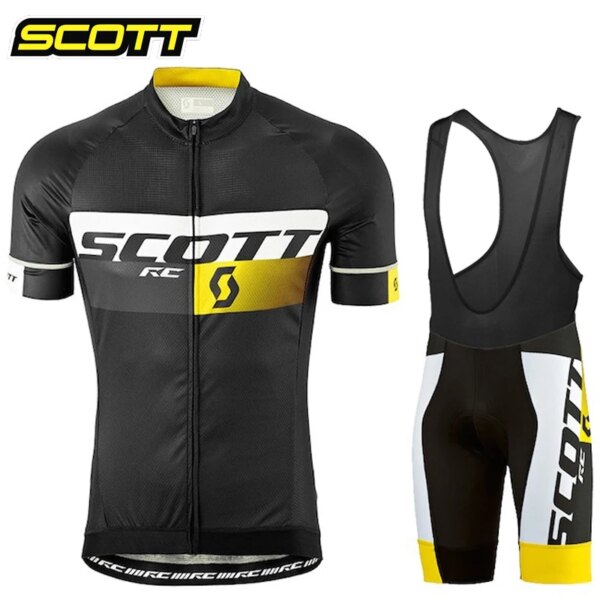 SCOTT-Camiseta con pechera de ciclismo para hombre, ropa de verano para hombre, conjunto de ropa para bicicleta, pantalones cortos, uniforme, pantalones para bicicleta, traje de Gel