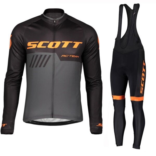 SCOTT-Camiseta de ciclismo para hombre, conjunto de pierna larga, pechera para bicicleta, ropa para bicicleta, traje de otoño, pantalones de verano para hombre, ropa de montaña 2023