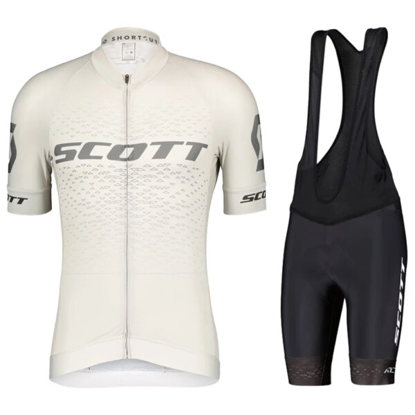 SCOTT-Conjunto de Jersey de Ciclismo para hombre, Ropa de Ciclismo, camisetas para bicicleta de carretera, traje de bicicleta, pantalones cortos con pechera de Gel 19D, Maillot de Ciclismo de montaña 2023