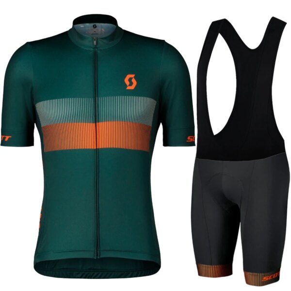 SCOTT-Conjuntos de Jersey de ciclismo, traje de bicicleta, pantalones cortos de manga corta, ropa de ciclismo, Maillot de ciclismo, pantalones cortos con pechera