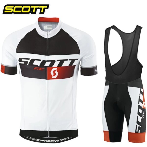 SCOTT Conjunto de Jersey de Ciclismo profesional de verano de manga corta transpirable para hombre MTB Ropa de Ciclismo Maillot Ropa Ciclismo uniforme traje