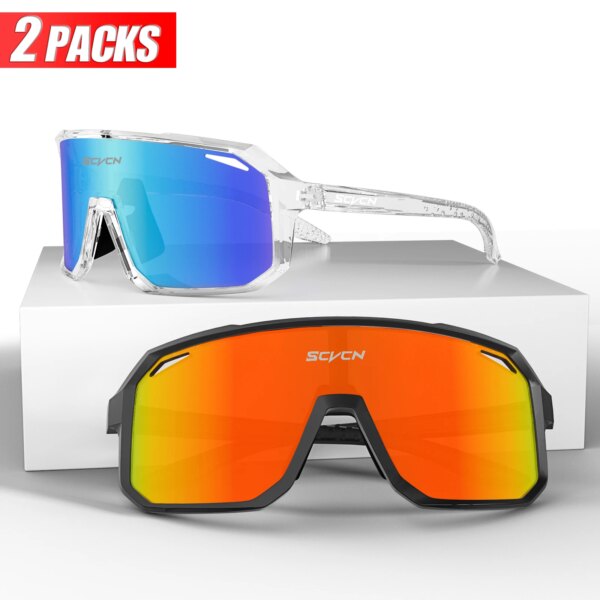 SCVCN 2 paquetes de gafas de sol para ciclismo, deportes al aire libre, gafas para correr y conducir, gafas UV400 para bicicleta de montaña o de carretera, gafas para hombres y mujeres