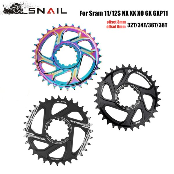 SNAIL GXP 104BCD Plato ancho estrecho 3mm 6mm Offset 30T/32T/34T/36T/38T para Sram X9 X0 XX1 XO1 anillo de cadena de manivela para bicicletas de montaña