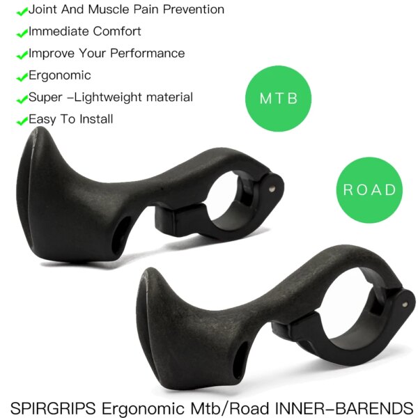 SPIRGRIPS ONE-extremos de barra interior de bicicleta de montaña, diseño ergonómico, manillar de bicicleta de montaña de grava, piezas de ciclo