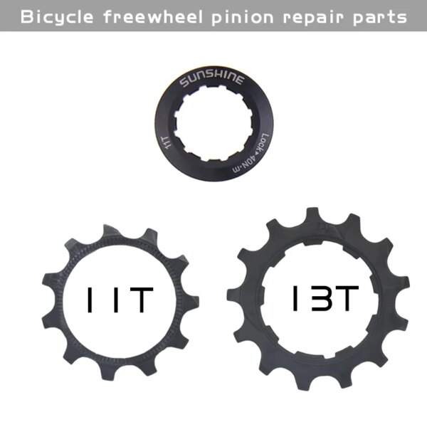 SUNSHINE-SZ Piezas de reparación de piñón de Volante de Bicicleta Negro Cassette de Bicicleta de 11 velocidades 11T 12T 13T Cubierta de Bloqueo de Volante de Bicicleta