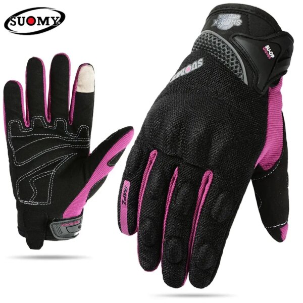 SUOMY-guantes morados para motocicleta para mujer, guantes deportivos con pantalla táctil y dedos completos para carreras, escalada, ciclismo y Motocross, resistentes al viento