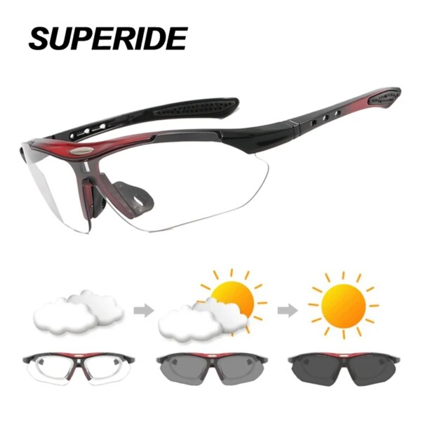 SUPERIDE gafas de sol fotocromáticas para correr y ciclismo, gafas para bicicleta para hombres y mujeres con montura para miopía, gafas polarizadas para bicicleta de carretera MTB