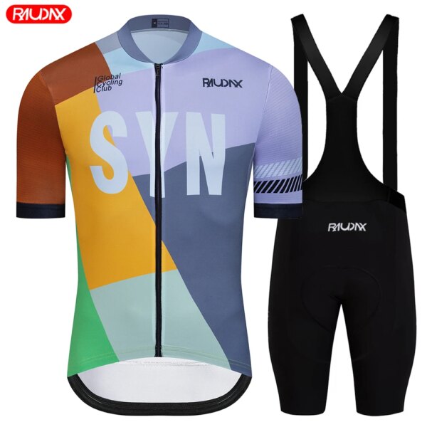 SYN RAUDAX Ciclismo Jersey Slim Fit hombres ciclismo Jersey 2024 moda verano ciclismo ropa triatlón bicicleta de montaña ciclismo conjunto