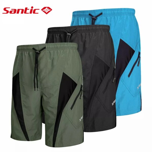 Santic-pantalones cortos de ciclismo para hombre, ropa interior holgada con acolchado 3D Coolmax, pantalones cortos para bicicleta de montaña, Fitness