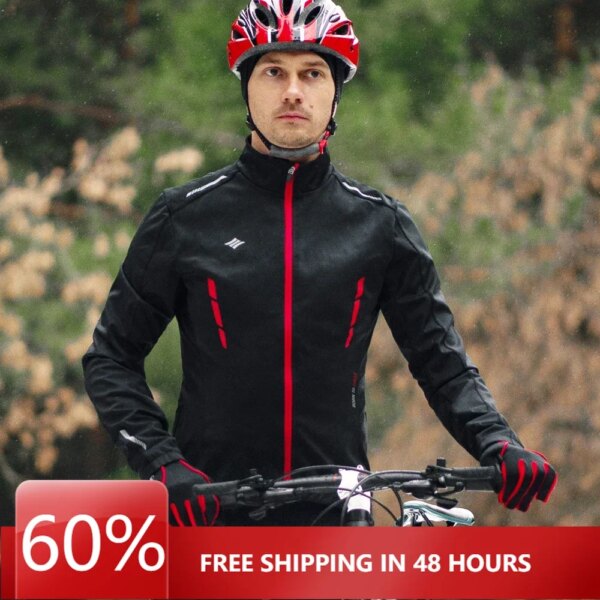 Santic Hombres Invierno Ciclismo Chaquetas Cortavientos MTB Abrigo Bicicleta Chaquetas Mantener Caliente Transpirable Reflectante