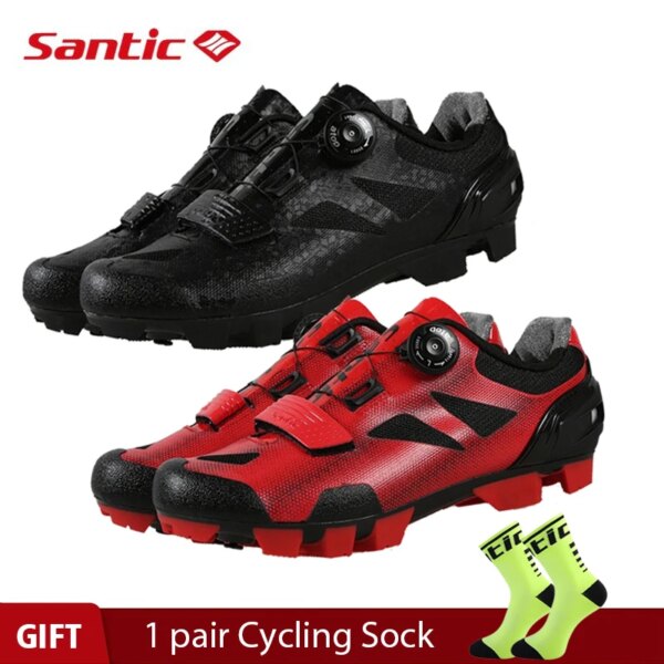 Santic Pro MTB-zapatos de Ciclismo para hombre, calzado con autosujeción, suela de nailon, zapatillas de carreras para hombre