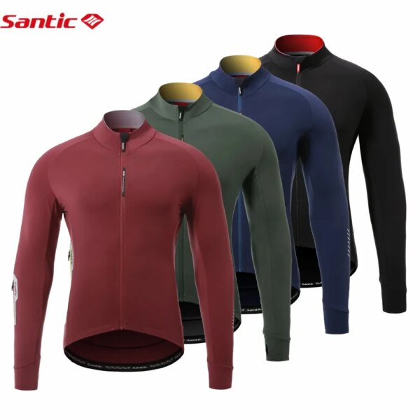 Santic invierno hombres ciclismo chaquetas de manga larga polar mantener caliente bicicleta de carretera Tops MTB Jerseys chaquetas tamaño asiático