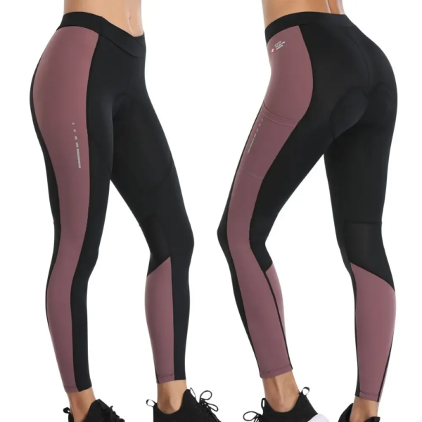 Santic Pantalones largos de ciclismo para mujer, mallas para bicicleta con malla transpirable, mallas reflectantes para ciclismo de montaña, pantalones deportivos