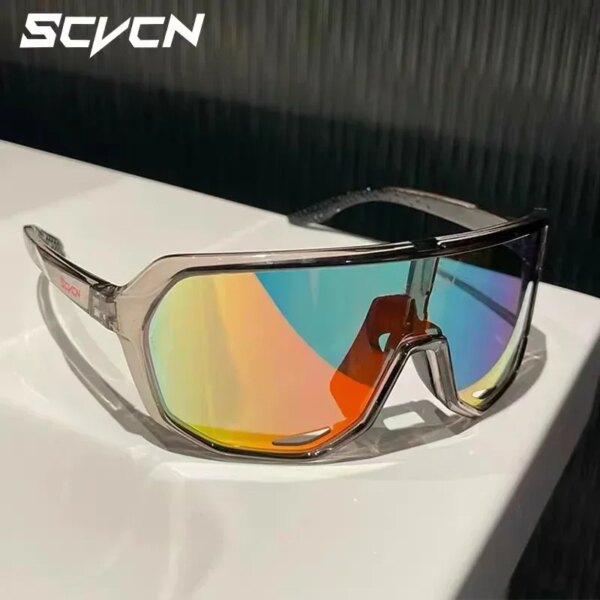 Scvcn Gafas de sol Gafas de ciclismo Deportes fotocromáticos para hombres Sol Bicicleta de montaña Bicicleta de carretera Gafas UV400 Polarizadas MTB