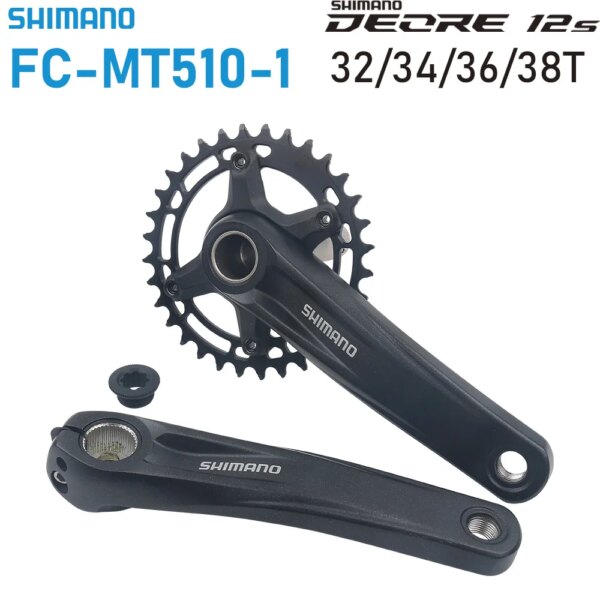 Shimano MT510 platos y bielas para bicicleta de montaña 32T 34T 36T 38T corona piñón de bicicleta de montaña 170mm pie de vela de bicicleta 12S Deore M6100 juego de manivela