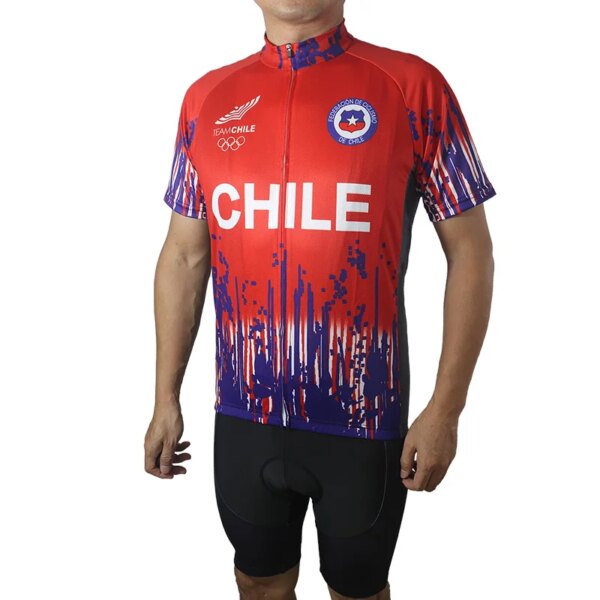 Jersey Manga Corta Bicicleta, Top Ciclismo Chile, Azul, Rojo, Ropa Bicicleta Carretera, Ropa Forro Descenso, Jinete Deportivo, Chaqueta Verano