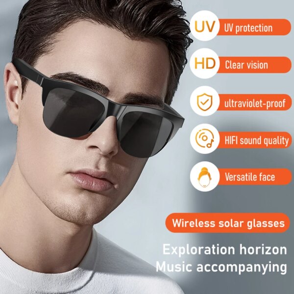 Gafas inteligentes Bluetooth inalámbrico 5,3 llamadas gafas de sol deporte HD Audio manos libres música gafas anti-azules