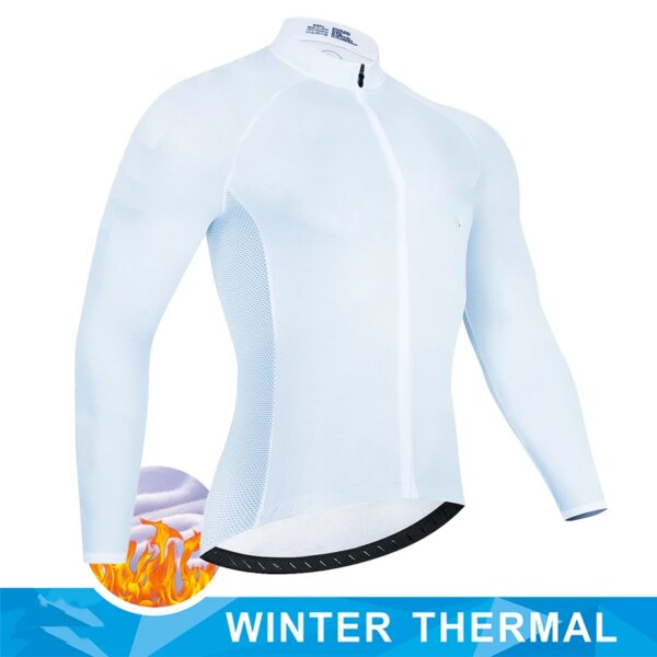 Blanco sólido Ciclismo Jersey manga larga hombre Retro bicicletas Enduro rápido fino seco bicicleta cuesta abajo Mtb invierno polar ropa azul