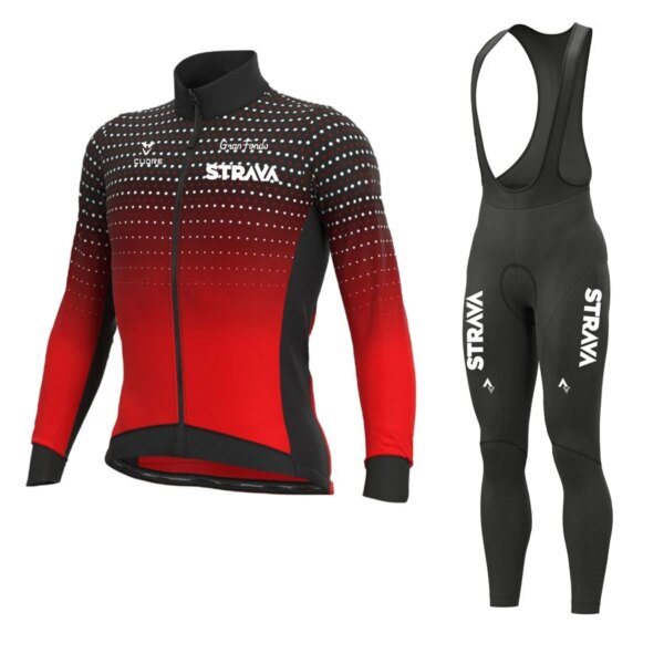 Strava Pro Team-Conjunto de Jersey de Ciclismo de manga larga, Ropa para bicicleta de montaña, Ropa para bicicleta, Maillot, conjunto de Ciclismo