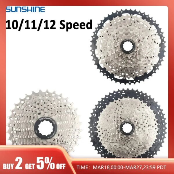 Sunshine-Cassette para bicicleta de montaña, trinquete de 10, 11 y 12 velocidades, 32T, 50T, 52T, 11S, rueda libre, 12V, K7