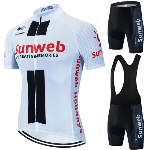 Sunweb-Blusa de ciclismo para hombre, ropa para bicicleta de montaña, conjunto de Jersey, traje de bicicleta, traje con pechera, chaqueta de manga Tricuta, 2023