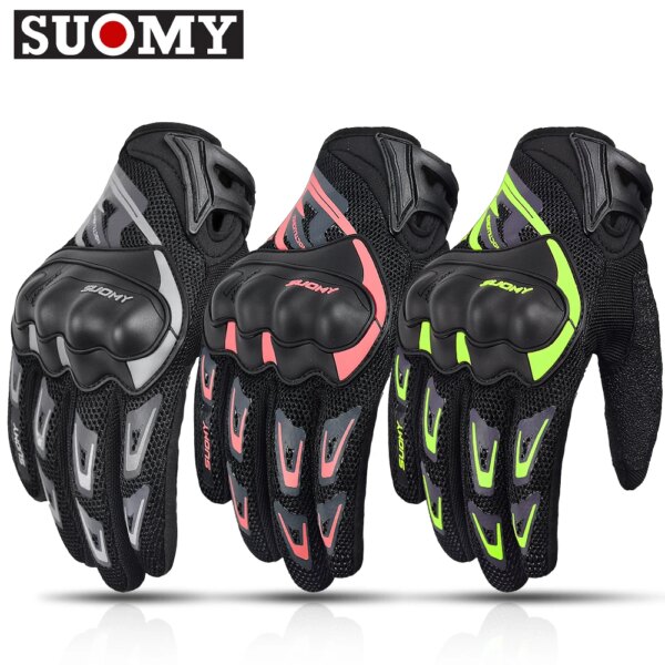 Suomy-guantes de motocicleta para hombre y mujer, guantes de carreras de Moto de verano, transpirables con pantalla táctil, guantes de ciclismo para Moto de Motocross