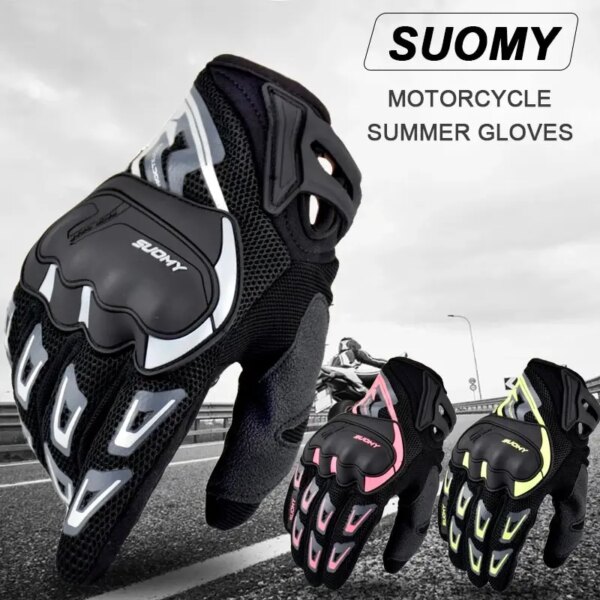 Suomy guantes de motocicleta de verano de malla transpirable guantes de Moto hombres mujeres pantalla táctil guantes de Motocross guantes de ciclismo con pantalla táctil