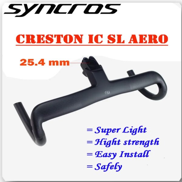 Syncros-Manillar de bicicleta de carretera con cabina integrada, Creston IC SL AERO de carbono, 25,4mm, Cables totalmente integrados, piezas de bicicleta Di2, color negro