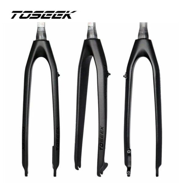 TOSEEK-horquilla rígida de fibra de carbono para bicicleta, horquilla delantera de tubo cónico de 26/27,5/29 pulgadas, piezas de bicicleta de montaña, freno de disco