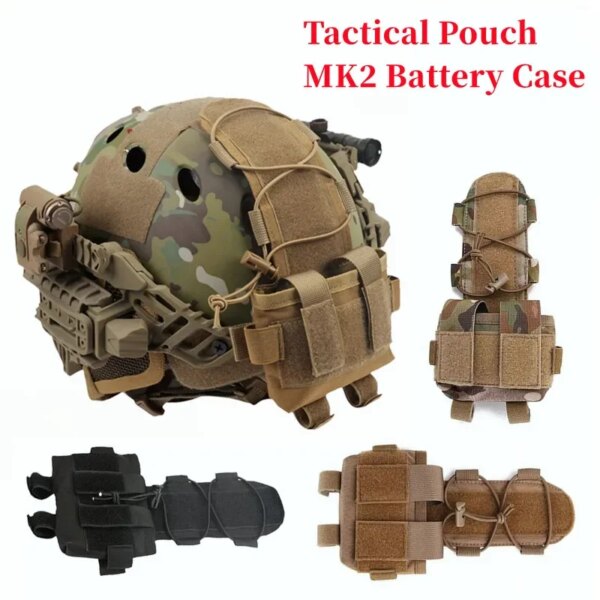 Funda táctica para casco rápido, funda extraíble para batería MK2, casco Airsoft, caza, camuflaje, combate militar NVG, bolsas de contrapeso