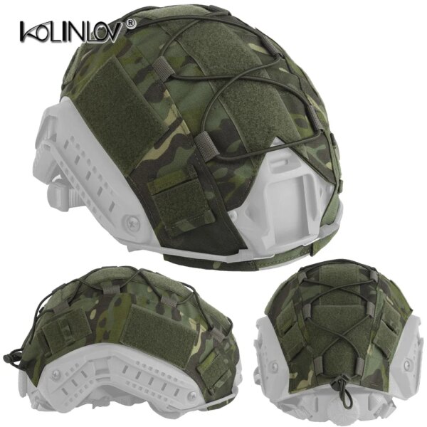 Cubierta de casco táctico para MH PJ BJ OPS-Core casco rápido Paintball militar casco Airsoft cubierta Multicam con cordón elástico