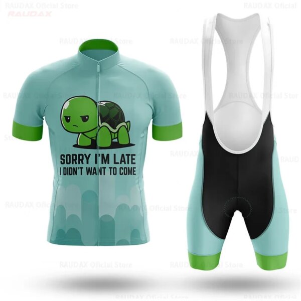 Conjunto de Jersey de Ciclismo para equipo de Ciclismo de tortuga, Ropa de Ciclismo de verano para Hombre, pantalones cortos con pechera para triatlón, uniforme para bicicleta