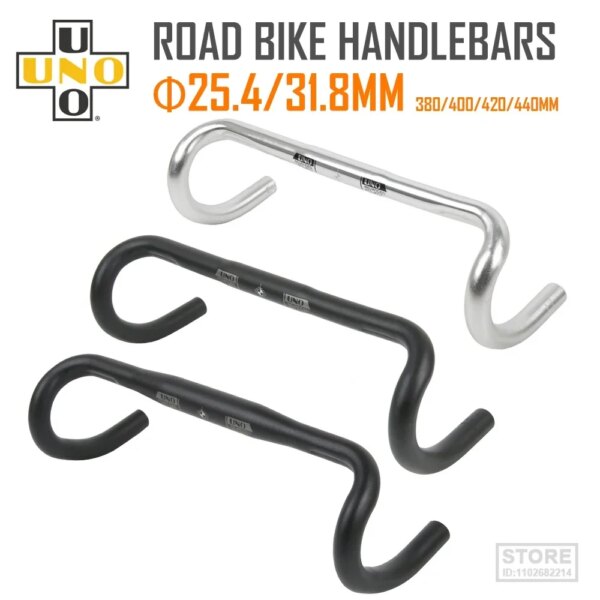 Manillar de bicicleta de carretera de carreras de aleación de aluminio UNO, barra doblada para bicicleta 25,4/31,8mm 380/400/420/440MM para accesorios