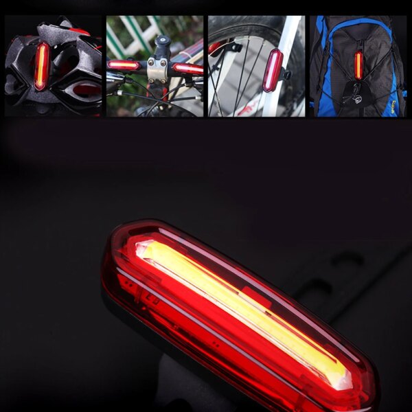 Luz LED COB recargable por USB para bicicleta nocturna, luz para faro trasero delantero, luz trasera para bicicleta de montaña, luz de advertencia