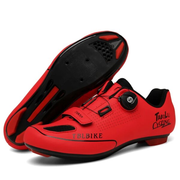 Zapatos de ciclismo Unisex para hombre, zapatillas de ciclismo todoterreno, con cordones y autosujeción, para triatlón, para carreras