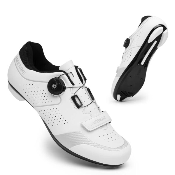 Zapatos de ciclismo unisex, zapatillas de deporte MTB SPD Spin, zapatos de bicicleta de carretera, zapatos de bicicleta de montaña, zapatos de montar con autosujeción para Fitness en interiores, color blanco