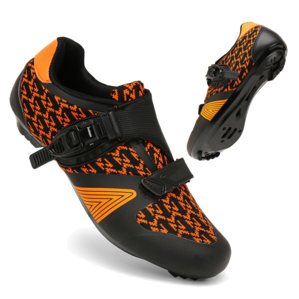 Zapatillas de ciclismo de punto Unisex, zapatos MTB para hombre, zapatos de bicicleta de carretera de velocidad, zapatillas de carreras de carbono SPD, zapatos planos para bicicleta de montaña sin cerradura