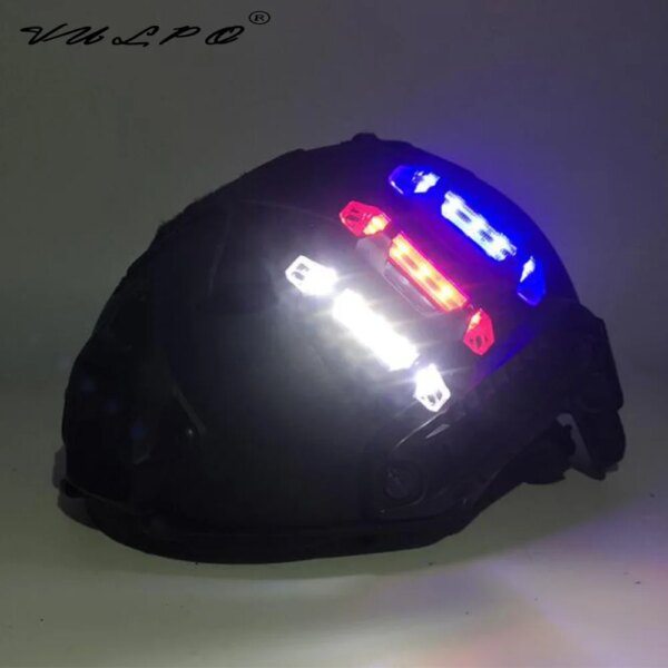 VULPO USB recargable casco táctico luz de señal luz de advertencia de ciclismo Airsoft caza lámpara salvavidas