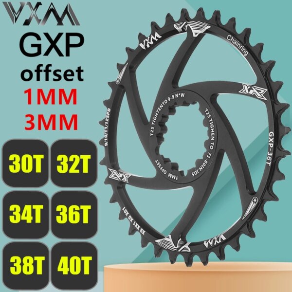 VXM GXP cadena de ancho estrecho 1/3/6mm juego de manivela cadena de bicicleta 30T 32T 34T 36T 38T 40T bicicleta MTB para GXP XX1 X9 XO X01 piezas de bicicleta CNC