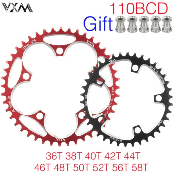 VXM-plato de dientes anchos y estrechos para bicicleta de carretera, 36T, 38T, 40T, 50T58T, rueda dentada 110BCD, piezas de accesorios de manivela de bicicleta CNC de aluminio