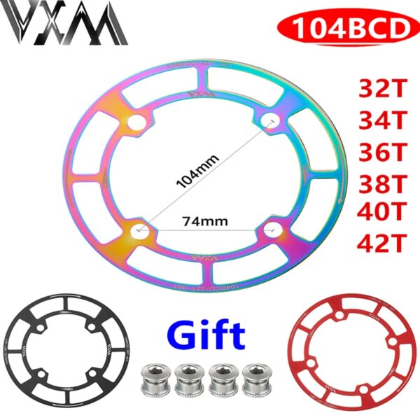 VXM104 BCD juego de manivela de bicicleta cubierta protectora anillo de piñón de manivela cubierta protectora de anillo de corona de bicicleta 104BCD/32/34/36/38/40/42T nuevo