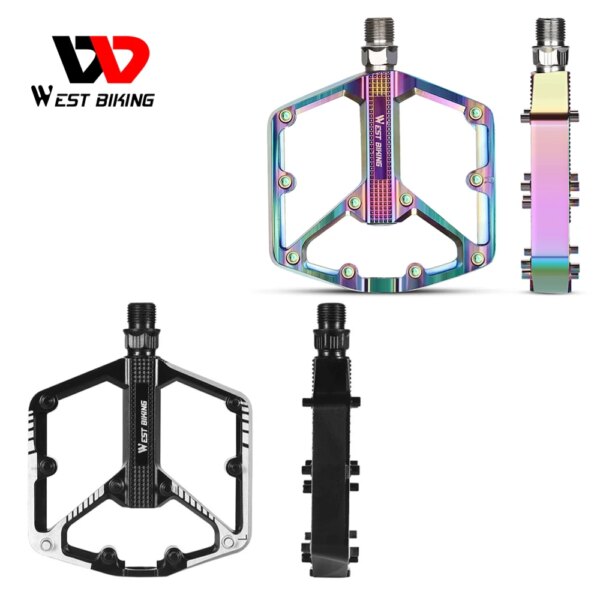 WEST BIKING-estribo de aleación para ciclismo, Pedal antideslizante para bicicleta de montaña, rodamiento suave ultraligero, accesorios de piezas de bicicleta